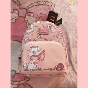 Loungefly  Pink Marie Mini Backpack with Bow & Yarn Print